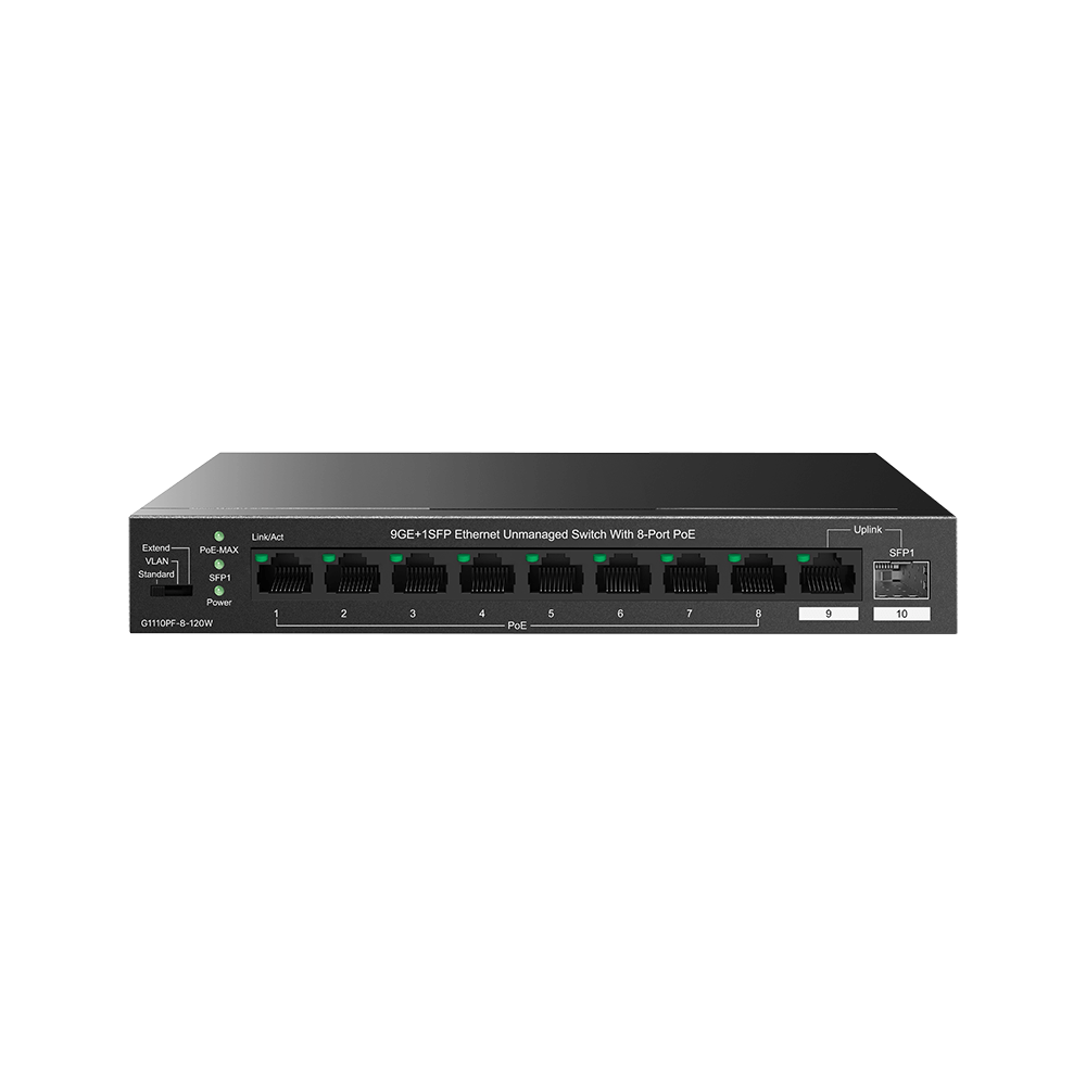 IP-COM Switch Gigabit PoE -10 porte(8 GE PoE + 1 GE + 1 SFP 1G) | G1110PF-8-120W